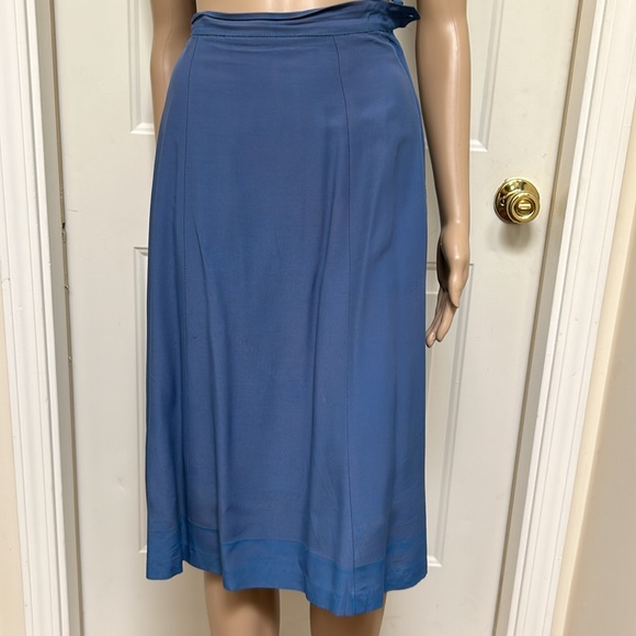 VTG Women's 40s Blue 2 Piece Top & Skirt Set 1940s Dress Suit Peplum Outfit - Picture 8 of 10